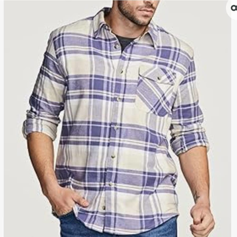 CQR Mens All Cotton Long Sleeve Flannel Button Down Shirt Size 2XL